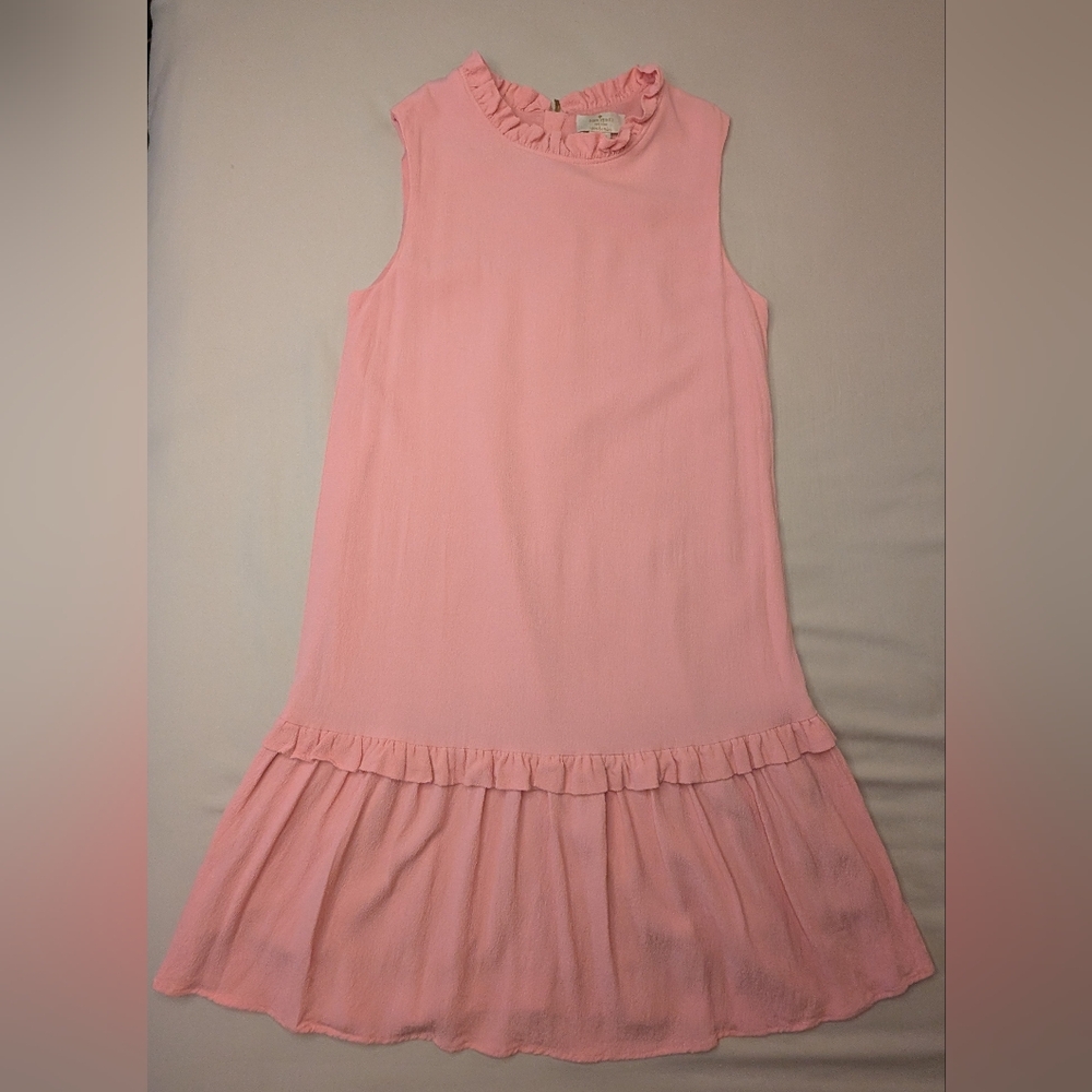 Kate Spade Girls Pink Ruffle Drop Waist Dress Sz 14Y Balletcore Coquette Classic
